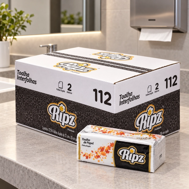 Papel Toalha Interfolha Ponto a Ponto Ripz Folha Dupla 2250 folhas Cód 112