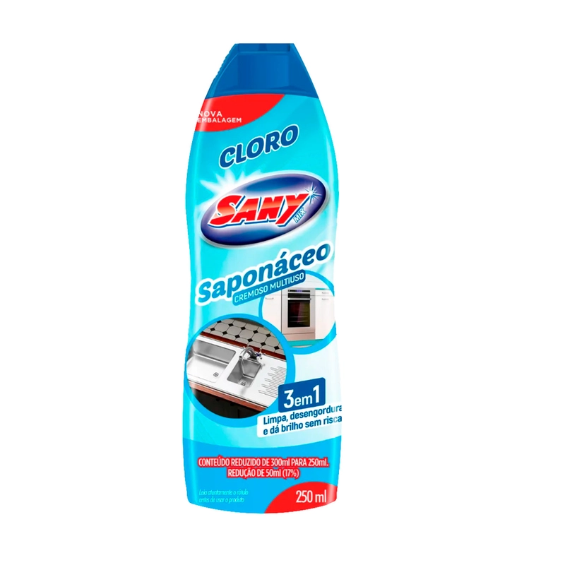 Saponáceo Cremoso Multiuso Cloro 250ml - Sany