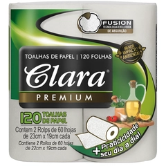 Papel Toalha Cozinha 12un com 2 Rolos de 60fls Cada - Clara