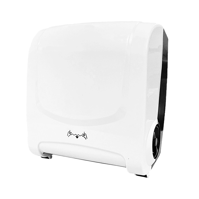 Dispenser Papel Toalha Rolo Auto Corte 25cm Preto e Branco - Plestin