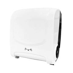 Dispenser Papel Toalha Rolo Auto Corte 25cm Preto e Branco - Plestin