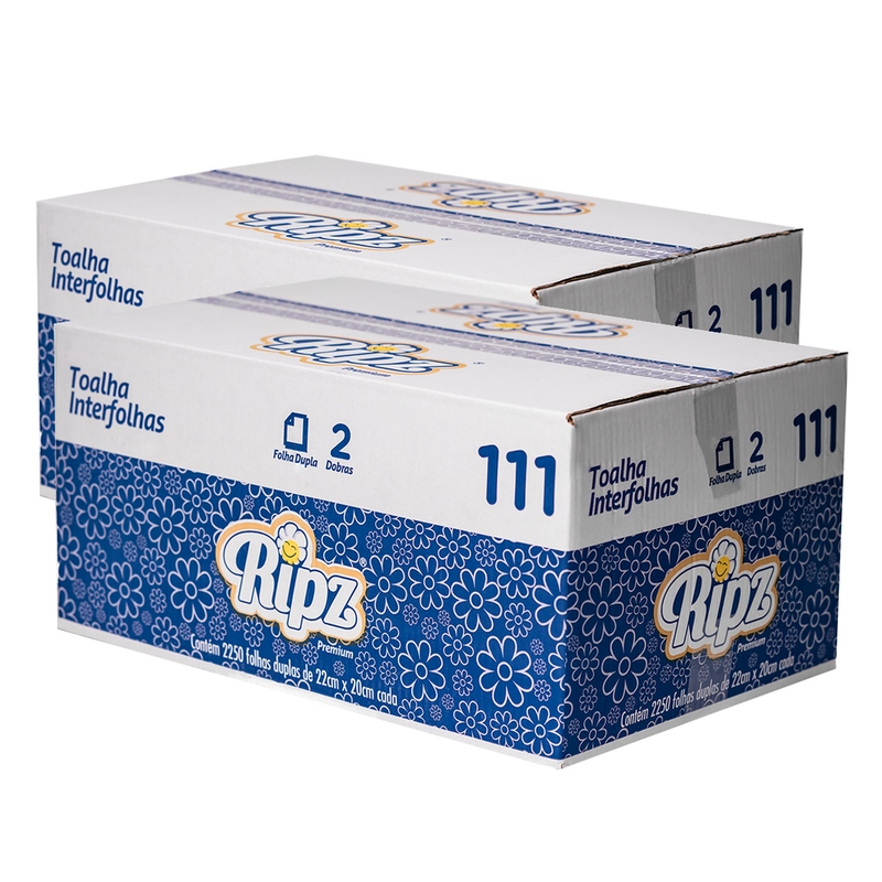 2 Caixas Papel Toalha Interfolha Ripz Folhas Duplas Cód. 111