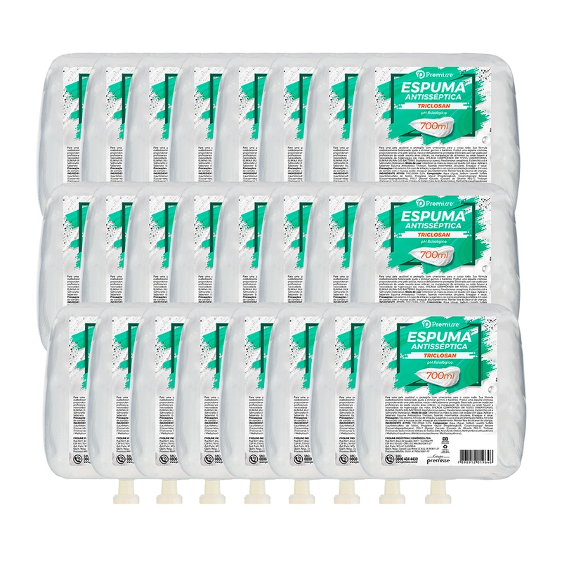 24 Sabonetes Espuma Antisséptico Triclosan Refil 700 ml