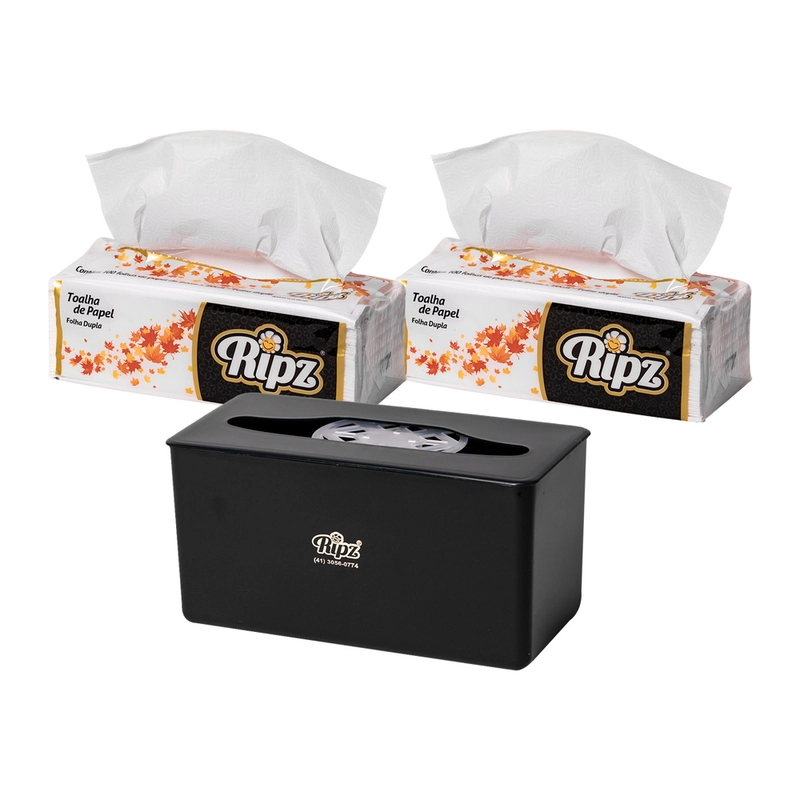 2 Pacotes Papel Toalha Interfolha Ponto a Ponto BRANCO Folha Dupla 40g + 1 Dispenser Preto
