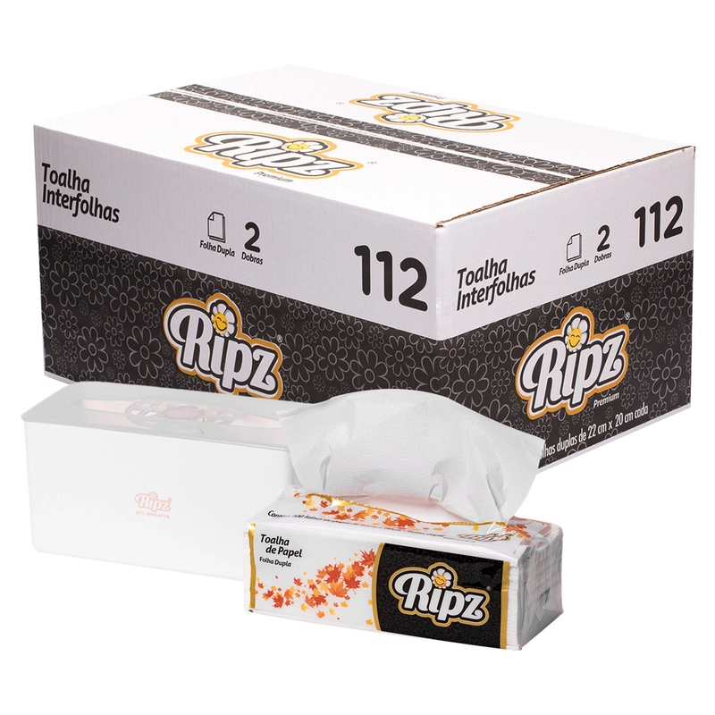 1 Caixa Toalha Interfolha Ripz Cód. 112 + 1 Dispenser Branco