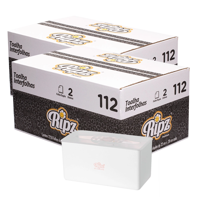 2 Caixas Toalha Interfolha Ripz Cód. 112 - Ganha 1 Dispenser cód. 7772