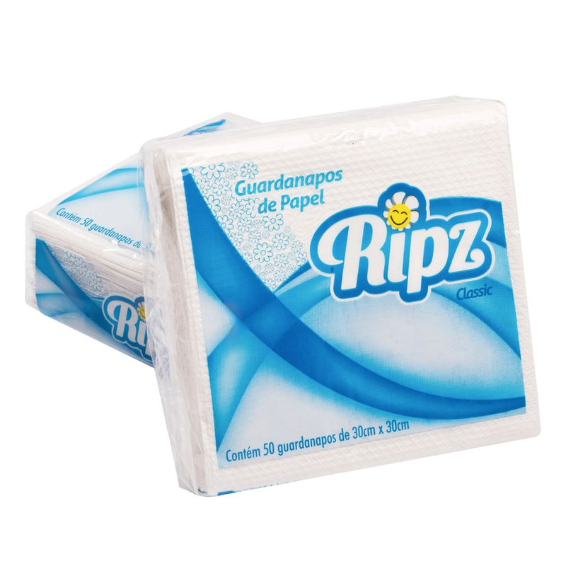 Guardanapo Folha Simples Ripz 30x30 com 50 Folhas