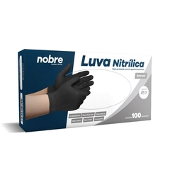 Luva Nitrílica Preta - M - com 100un