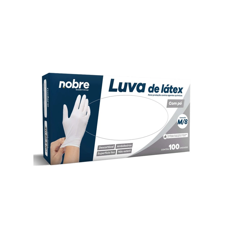 Luva Látex Branca com Pó - M - com 100un