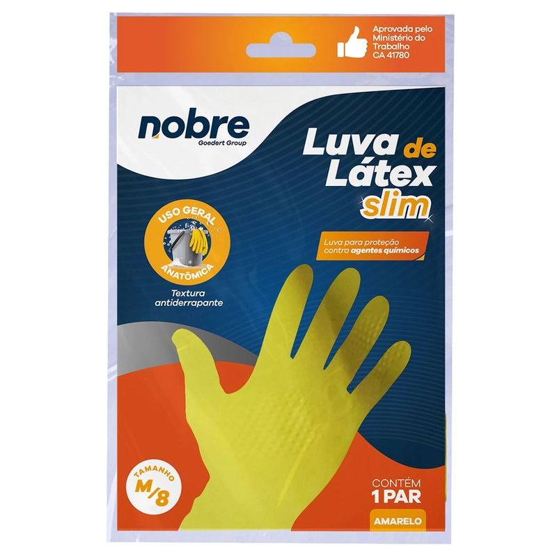 Luva de Látex Multiuso Slim - M - Amarela