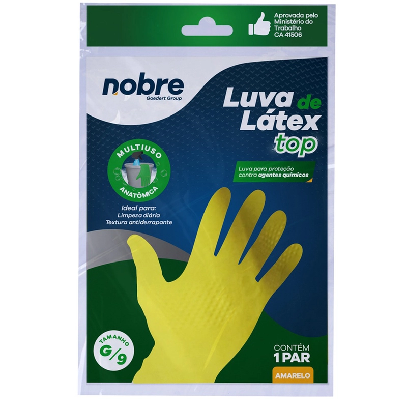 Luva de Látex Multiuso Top - G - Amarela