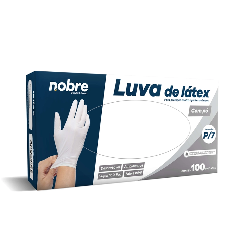 Luva Látex Branca com Pó - P - com 100un