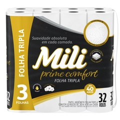 Papel Higiênico Mili Prime Comfort Folha Tripla 20m - 32 rolos